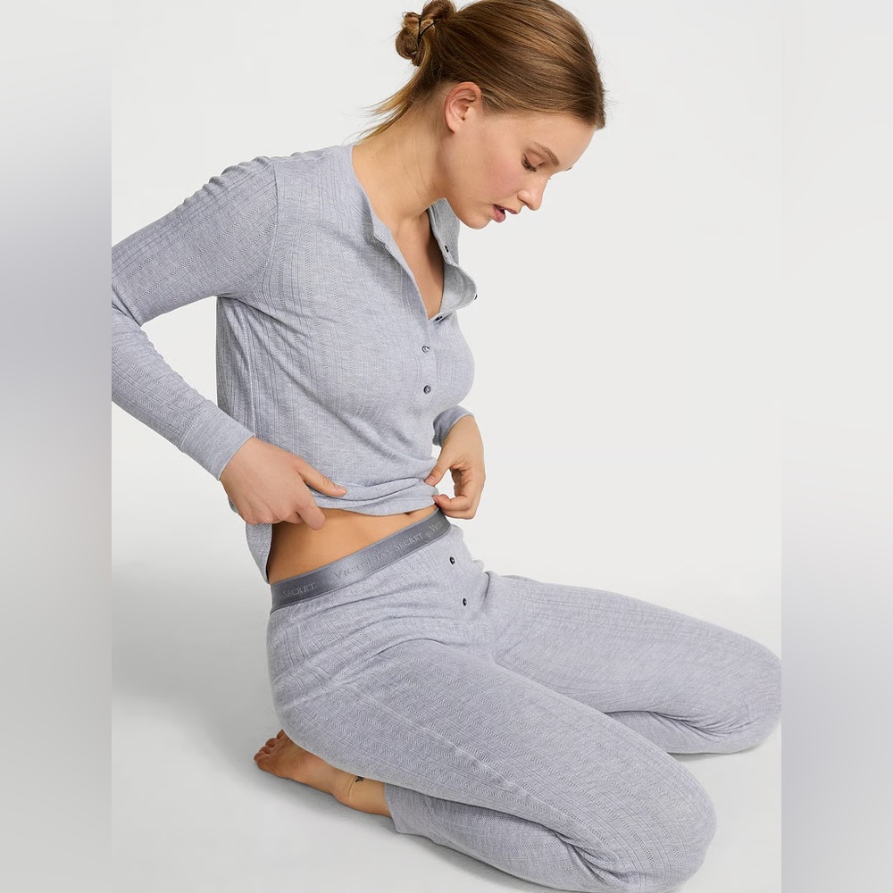Victoria’s Secret Cozy Pointelle Henley Long Pajama Set